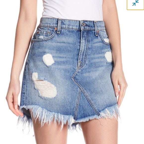 distressed jean skirt